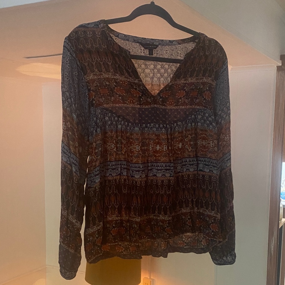 Lucky Brand Earthy Tones Boho Blouse
